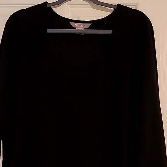💰 TanJay black textured 3/4 length sleeve, square neck shirt size 3X - Picture 1 of 6